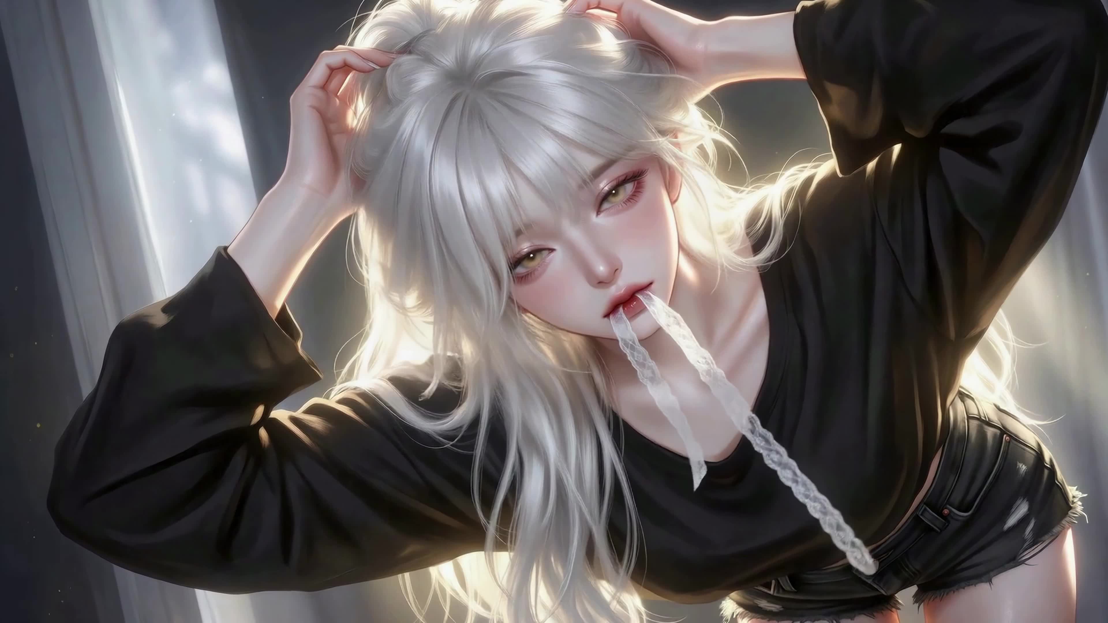 窗边银发少女