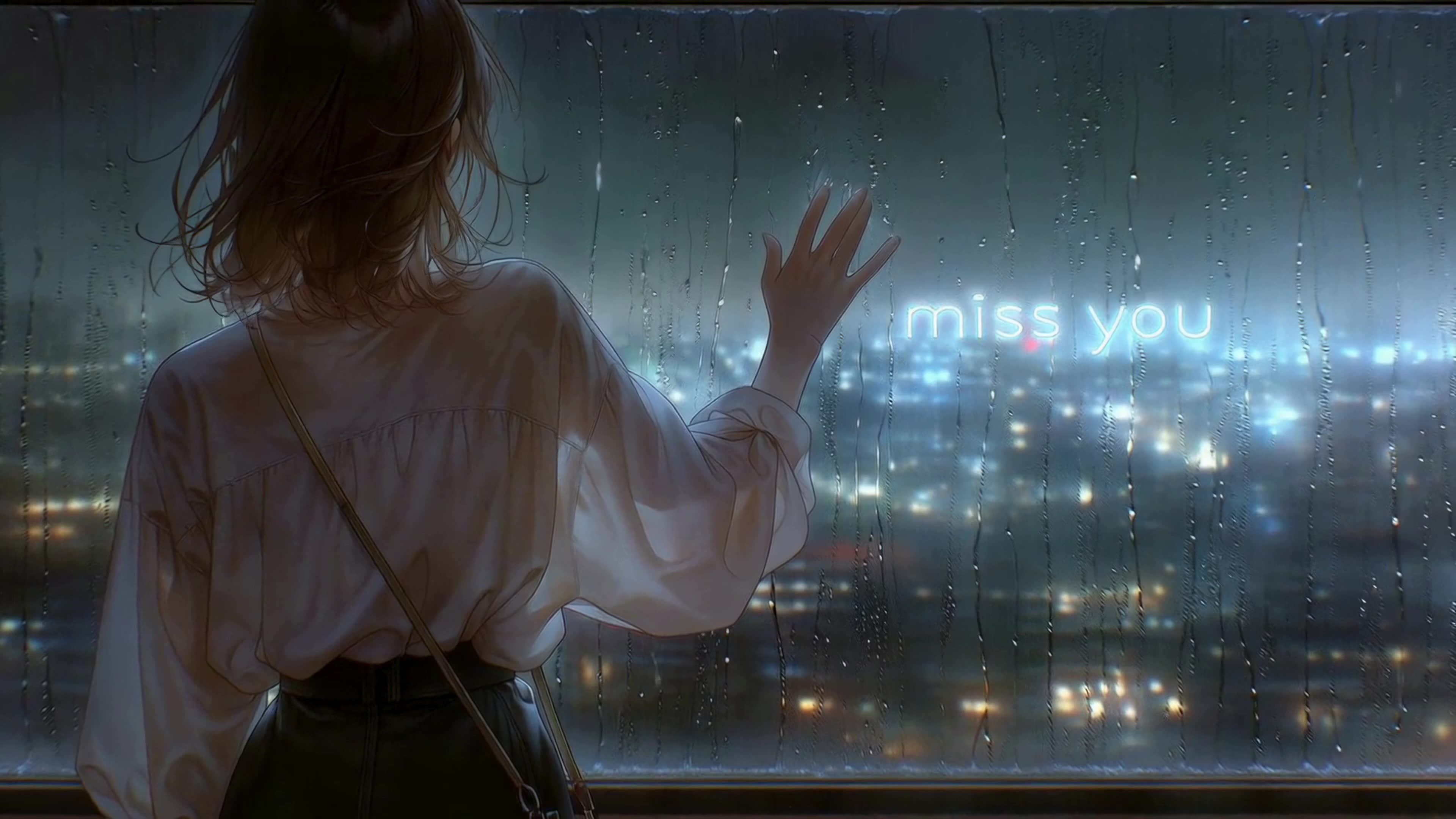 雨夜窗边思念