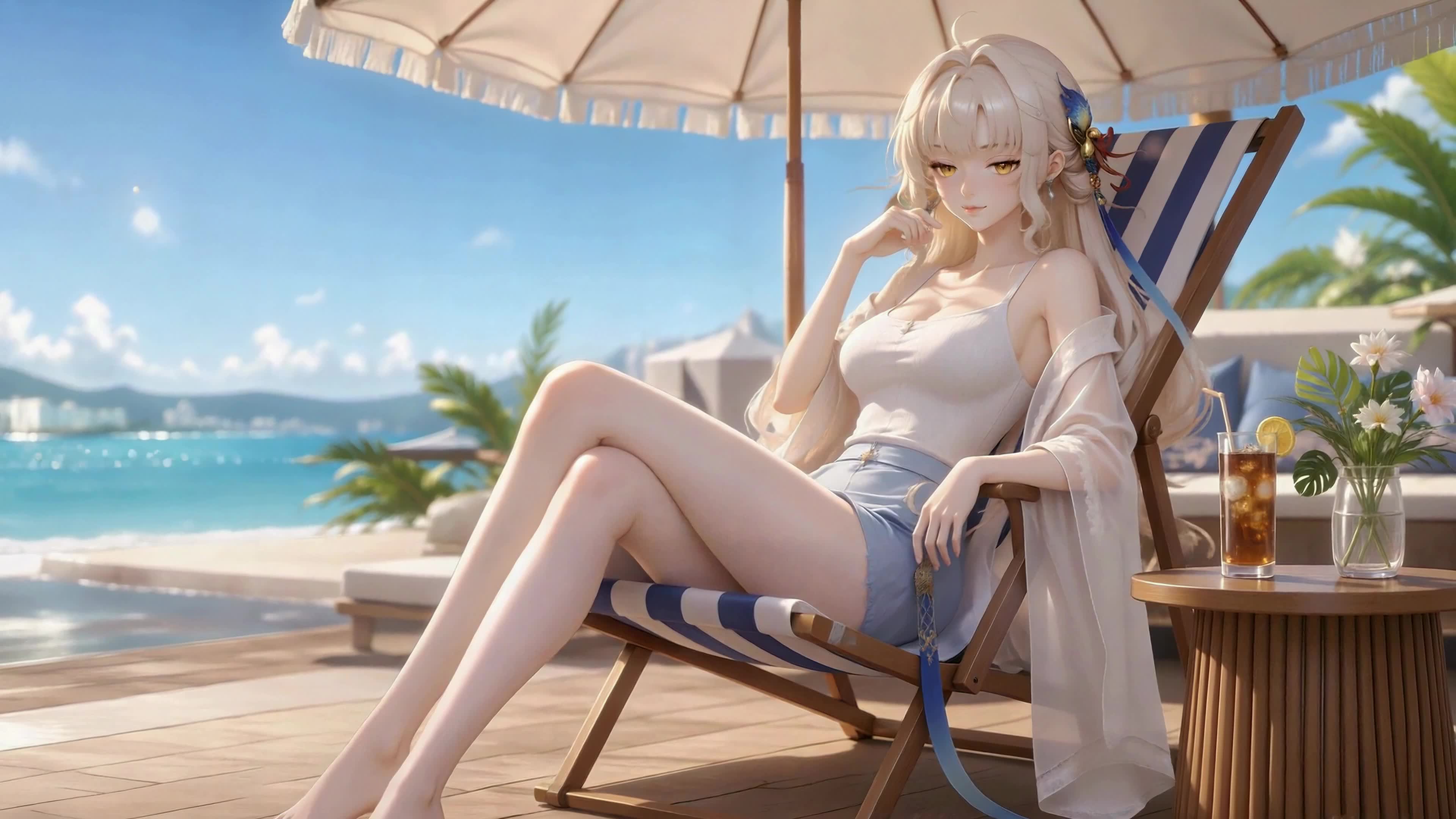 海滨假日休闲少女穗穗