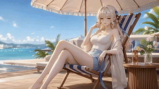 海滨假日休闲少女穗穗