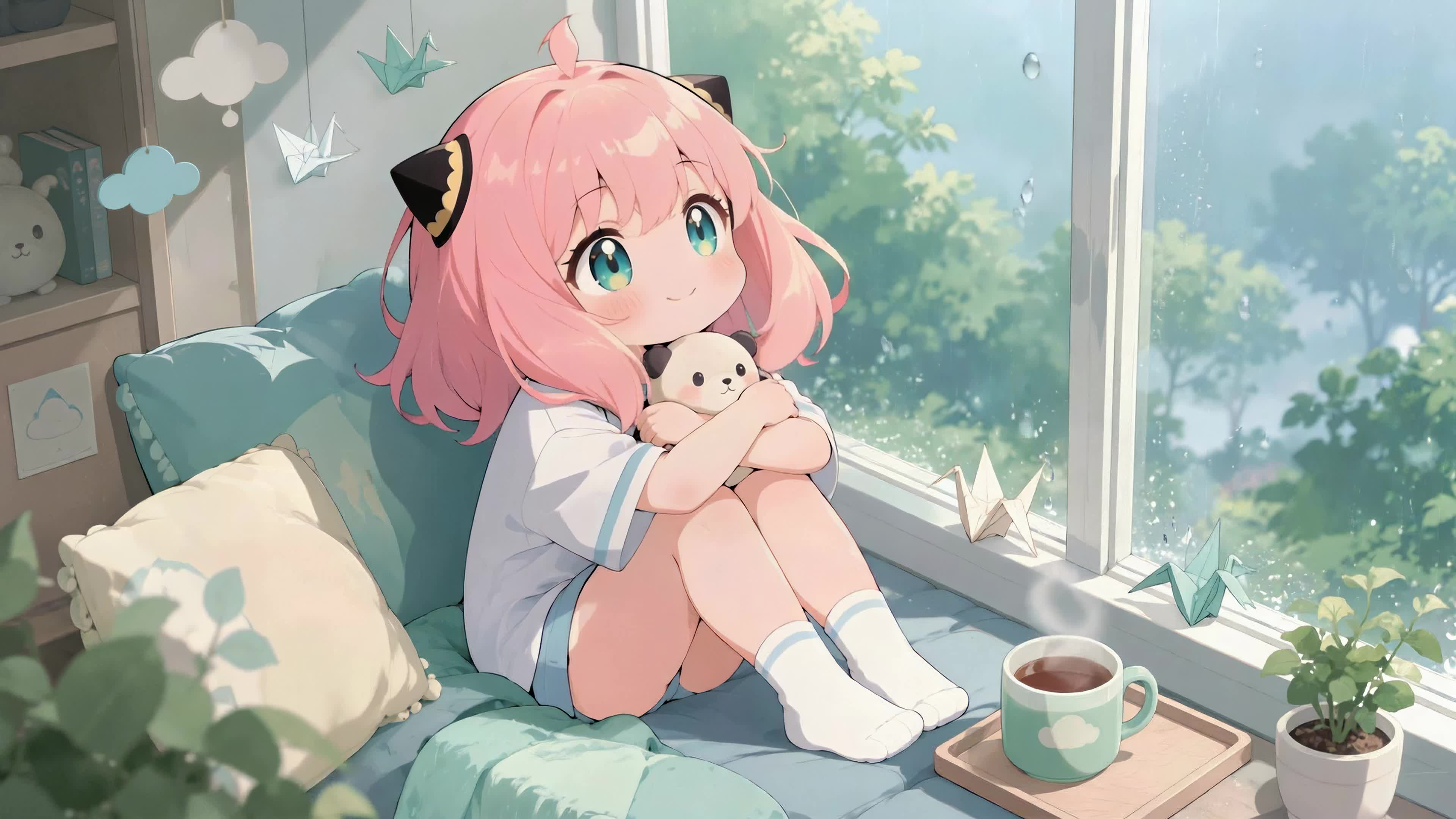 雨天窗边的治愈少女