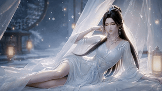雪夜清纱古风美人紫灵