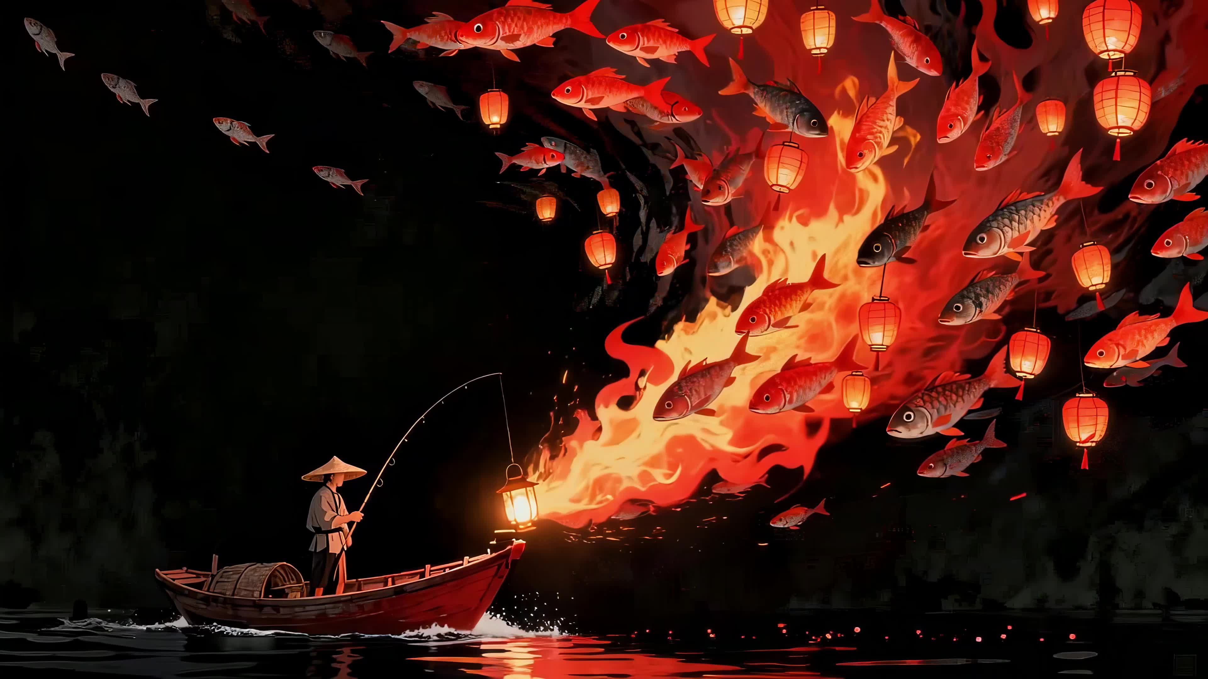 夜间的船