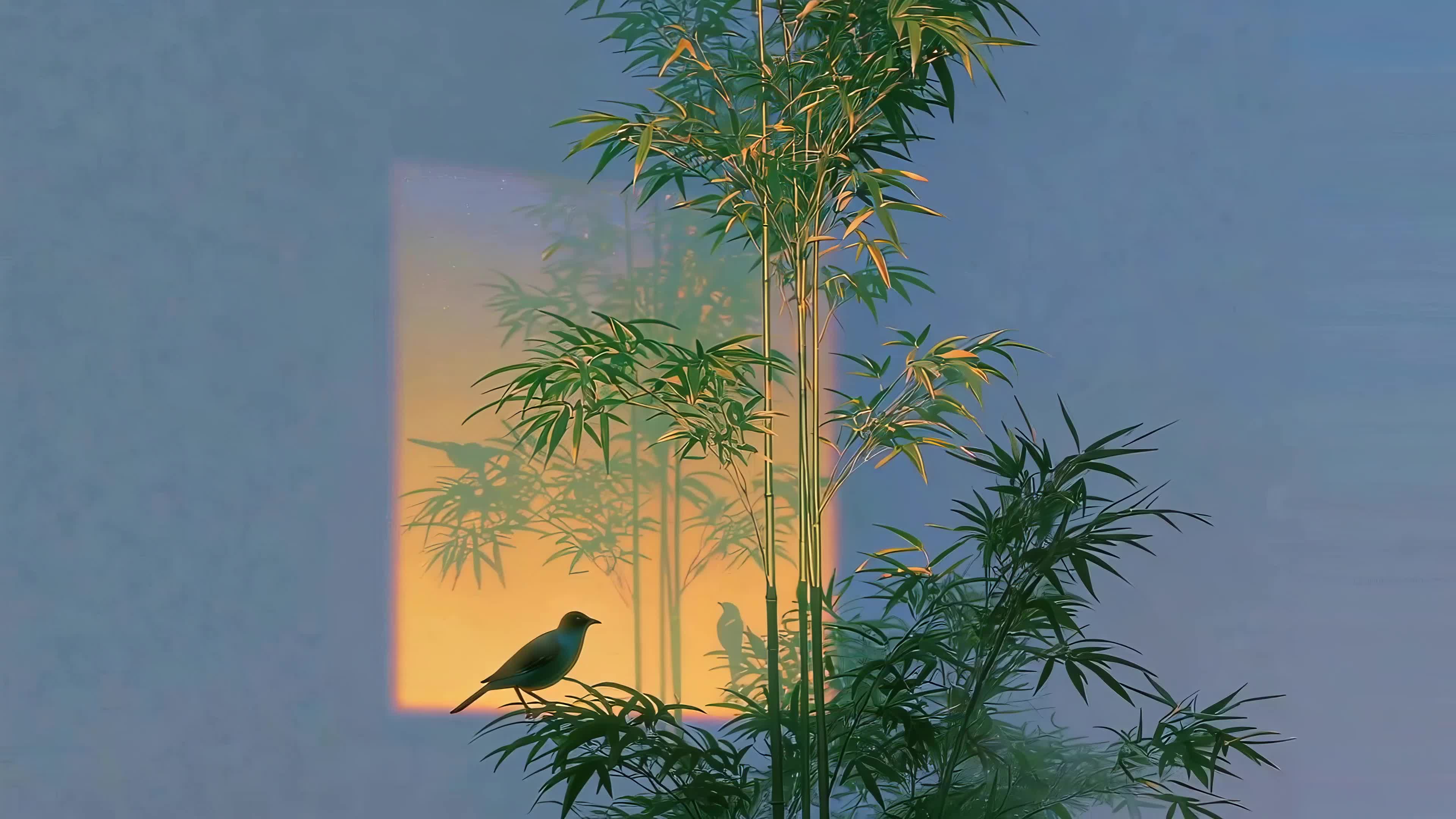 鸟与竹