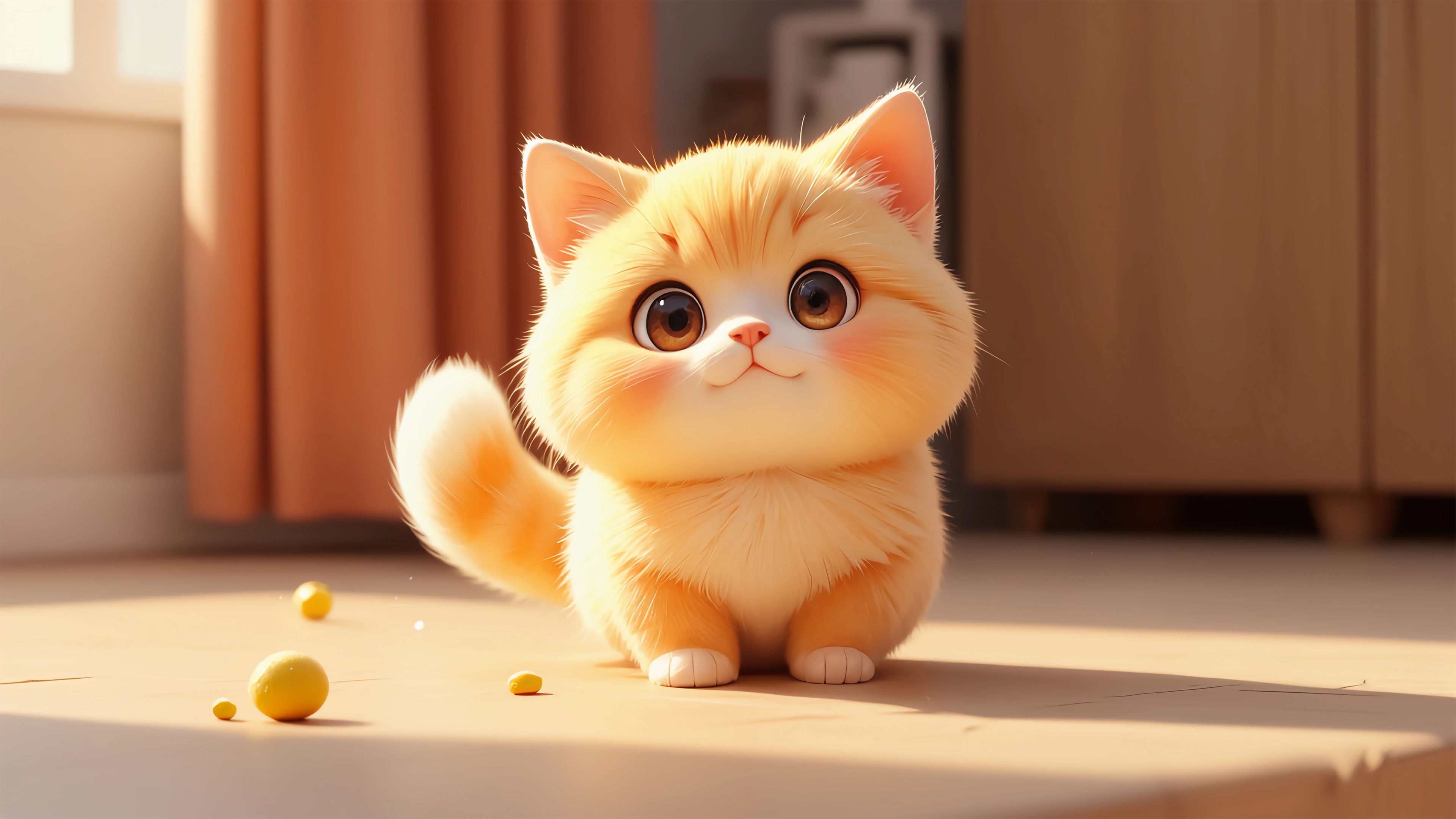 可爱小猫 绘画 4K壁纸 3