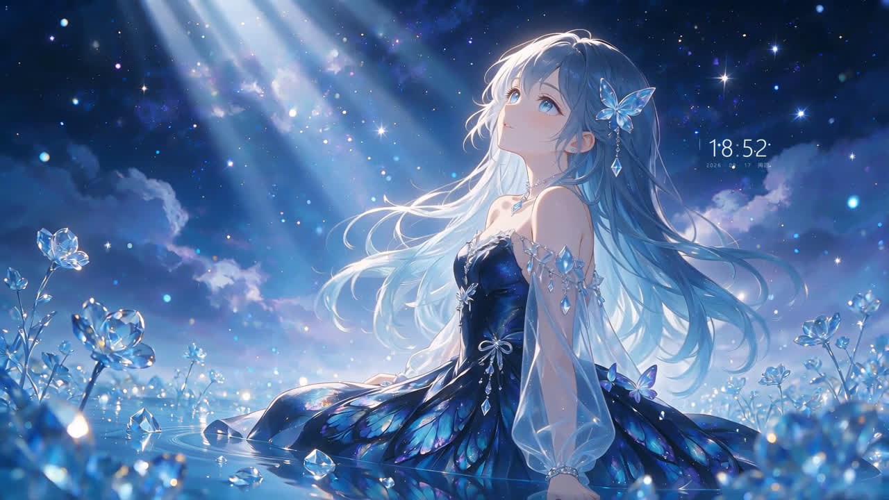 水晶花野 · 【银发少女·星空水镜】