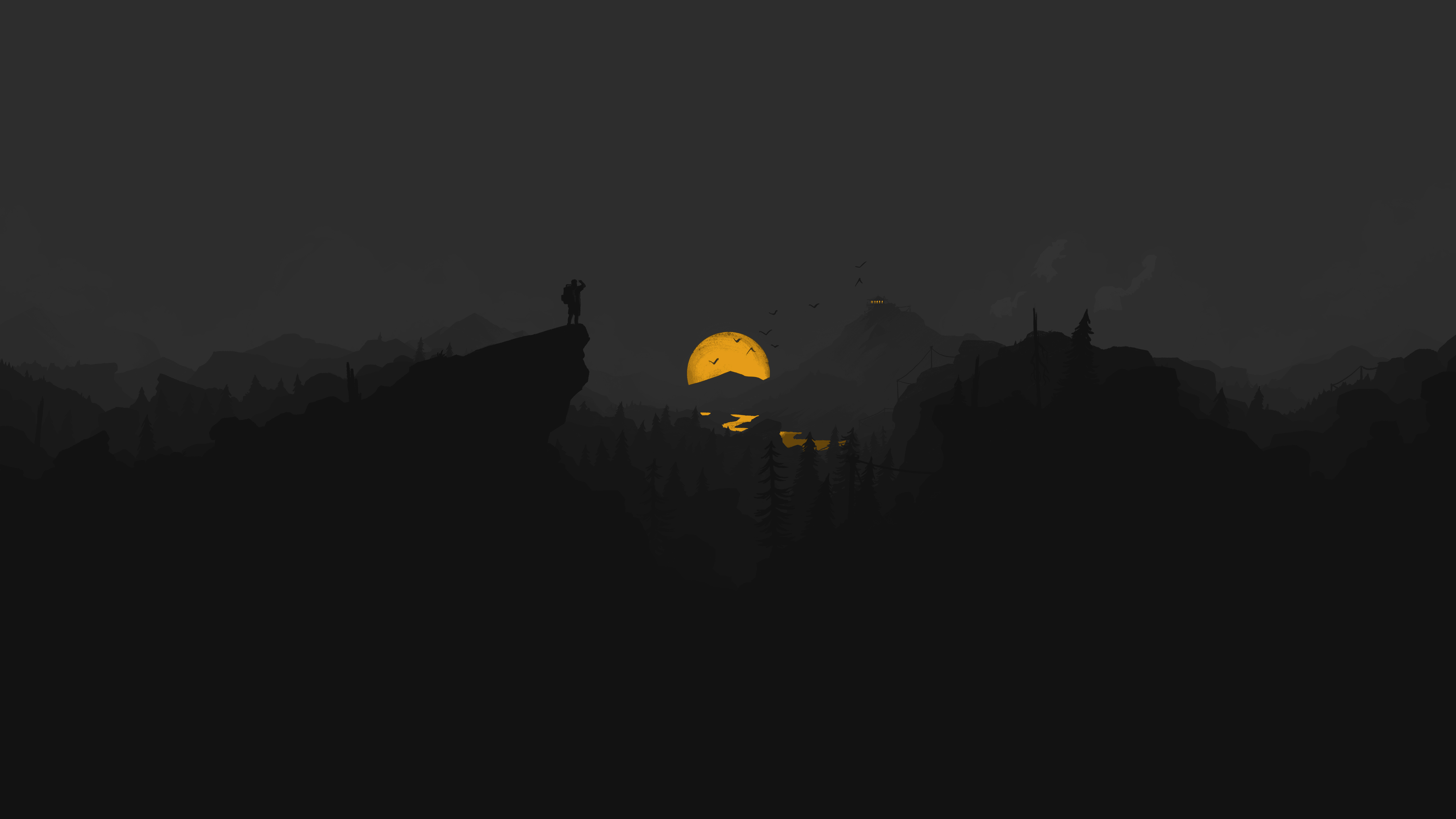 Firewatch看火人 黑暗 夜晚 极简主义5k壁纸5120x2880