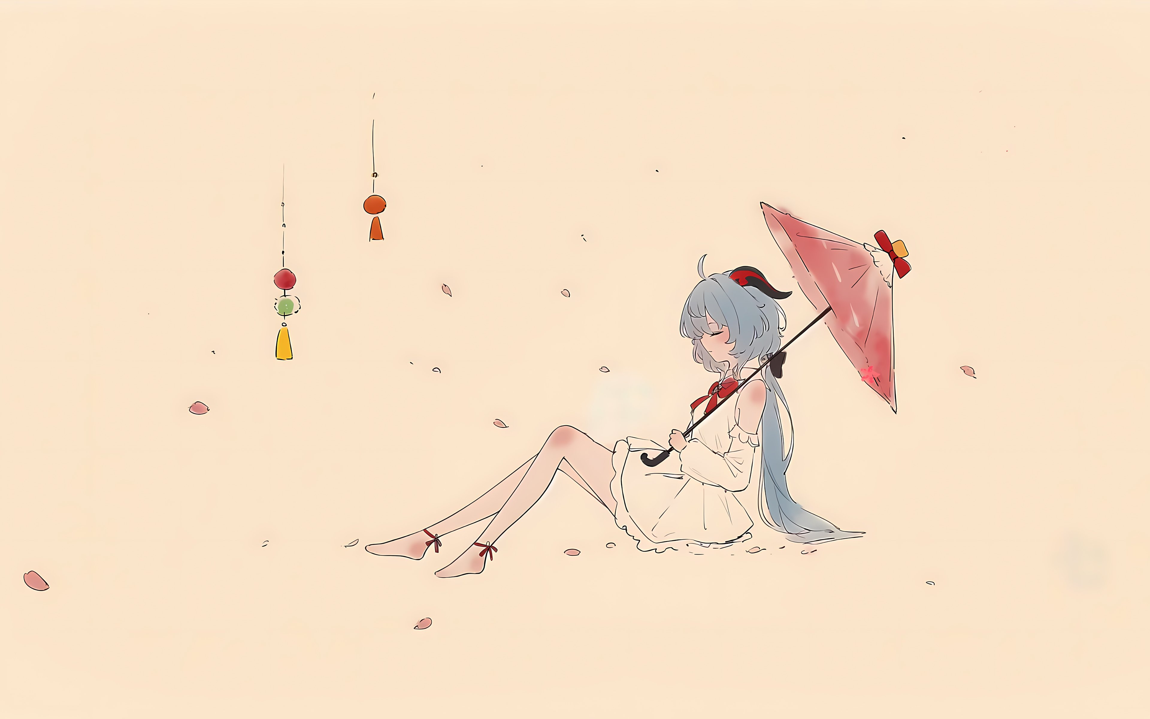 简约 刻晴 原神 4K极简壁纸3840x2400