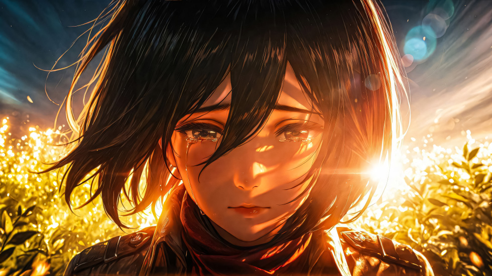 三笠·阿克曼 进击的巨人 暖黄田野_49262fde14cf