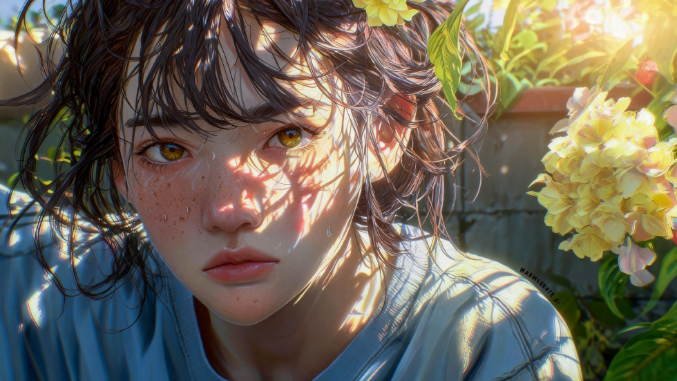 光斑少女 繁花庭院 光影_f1d05b326bfb