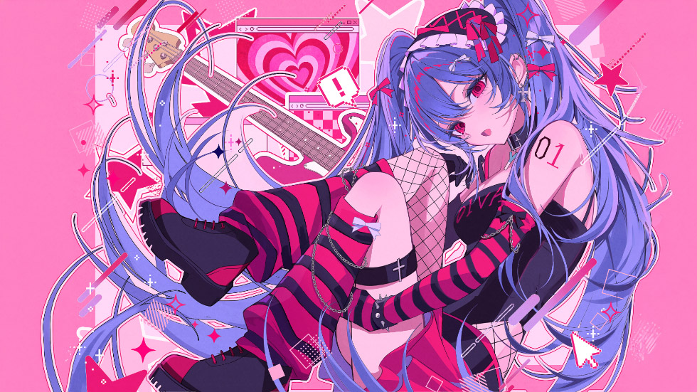 初音未来 潮酷穿搭 粉色基调_8972736c90ed