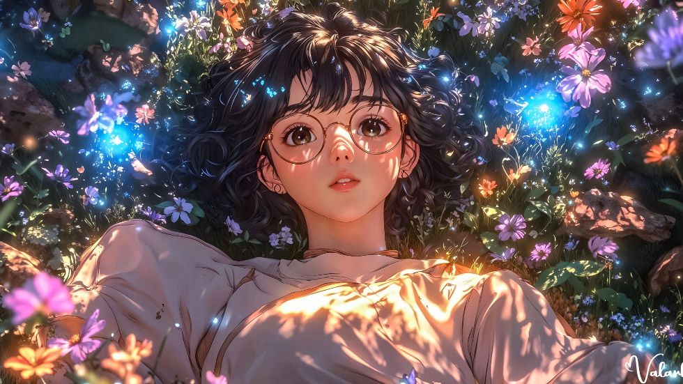 卷发眼镜少女 花境光斑_68a7dc1457e7