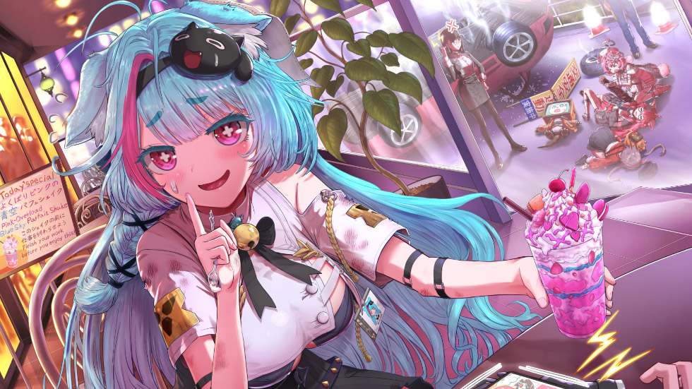 咖啡厅少女 蓝发粉瞳_0537165b4225
