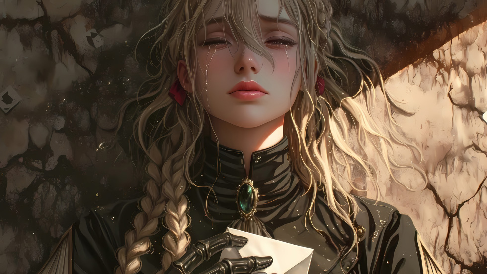 哭泣的金发少女 流露伤感_8ee822df02da