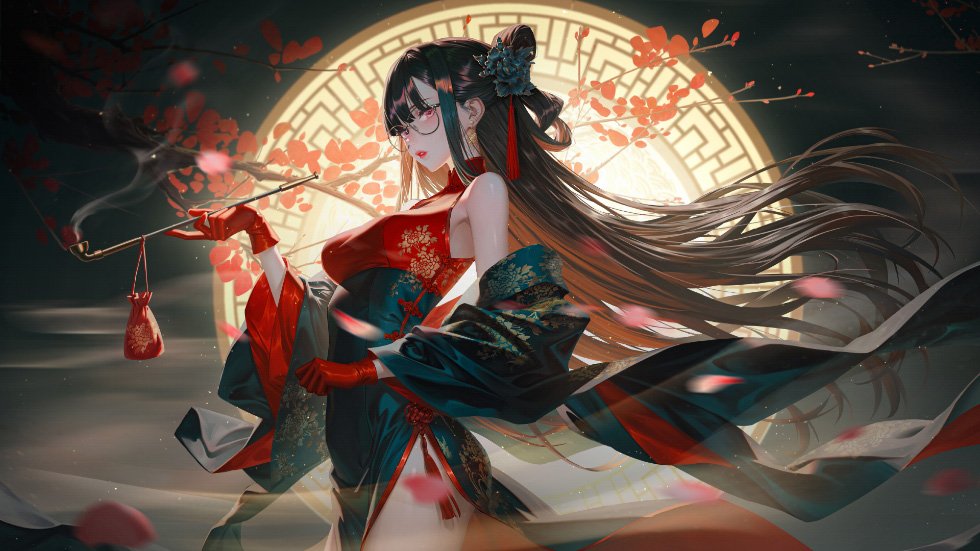 国风旗袍少女 国漫插画_7542e239d4f0