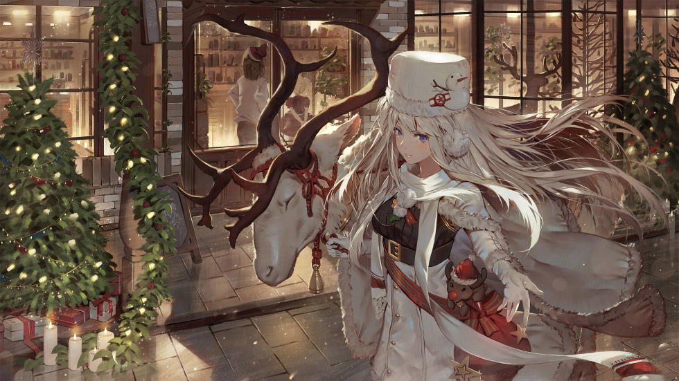 圣诞少女与驯鹿相伴_fe5456790db3