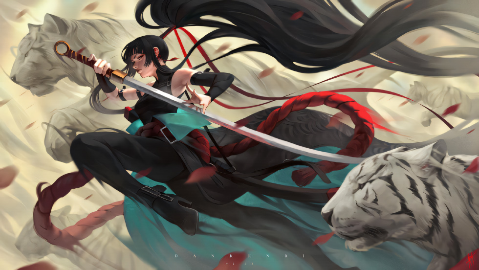 持剑女剑侍 白虎相伴_732ae0e2e7ac