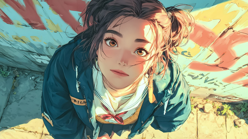 校服少女 双马尾 校园风_27c8534c0955
