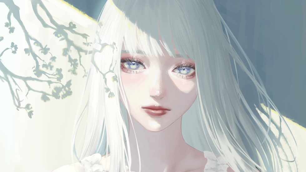 清冷白发少女 树影清眸_a0dd1bbd185c