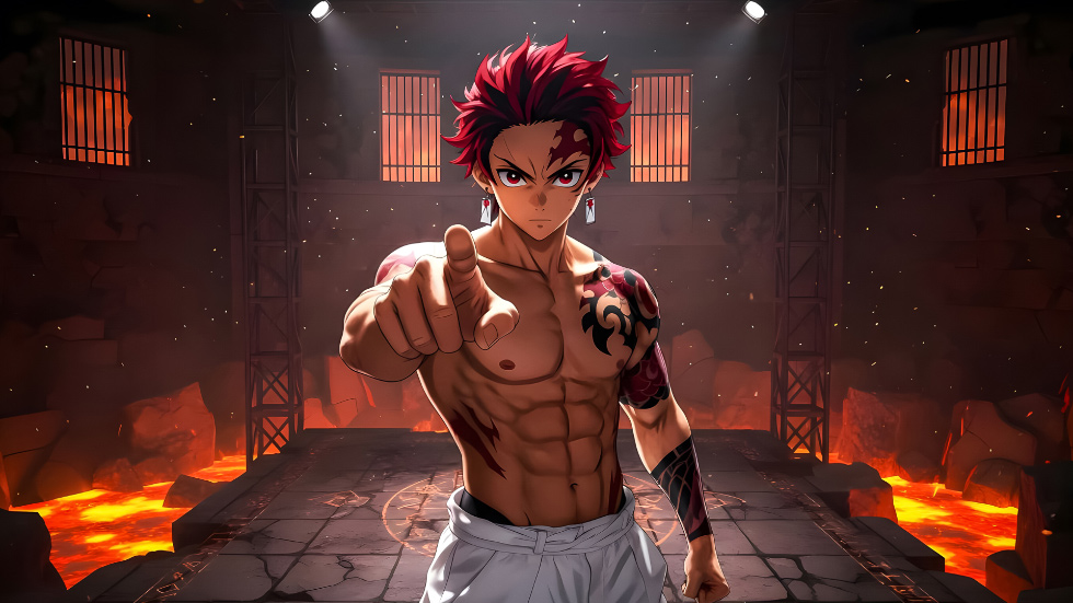 灶门炭治郎 鬼灭之刃 炎纹赤发_ea6162037778