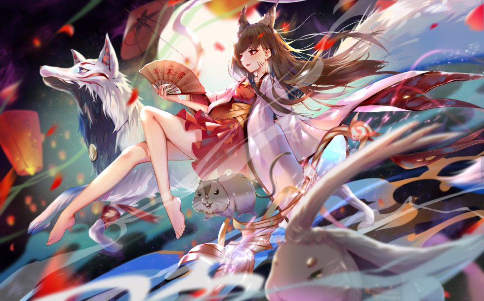 狐耳少女持扇御灵 国风奇幻_56b62420245b