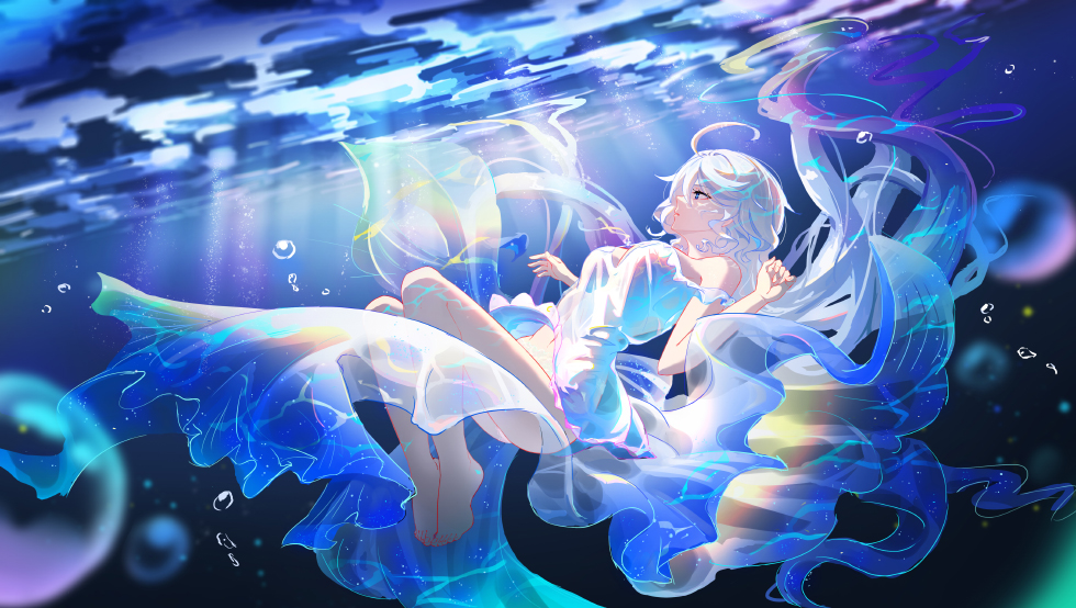 白发少女 水中星光 空灵_485505f76a84