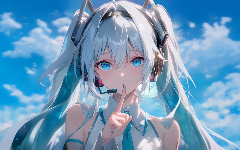 蓝天下的初音未来 嘘手势_2db6dcd9bf22