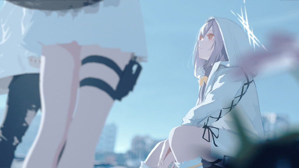 连帽白衣少女 眼眸静望_6c33927a963a