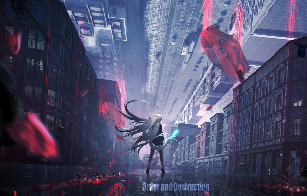 银发少女孤立雨街 倒置都市_f59dcdc276a5
