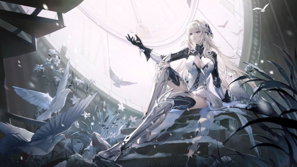 银发铠甲少女 白鸽环绕_5b445746ad5d