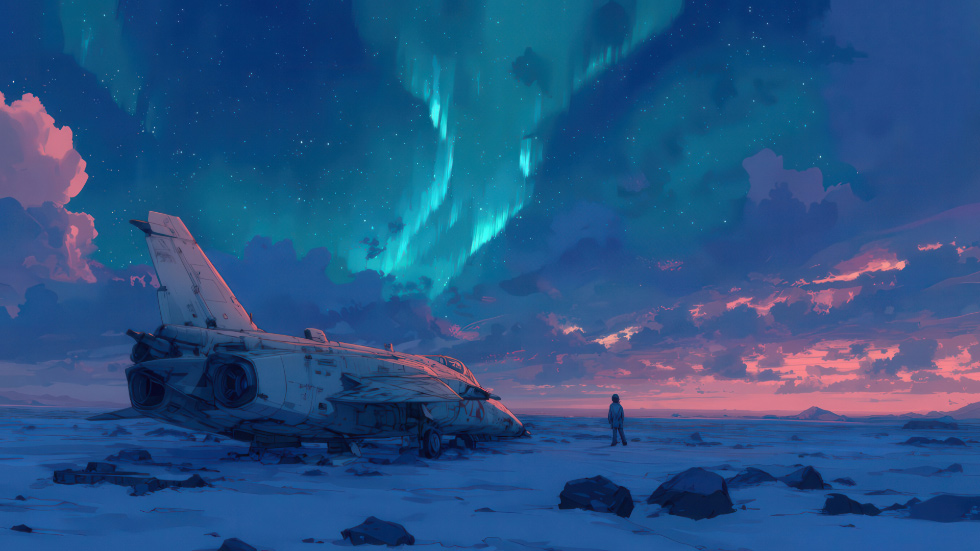 雪地废弃战机残骸 孤寂旅客_68bf4a227a1f