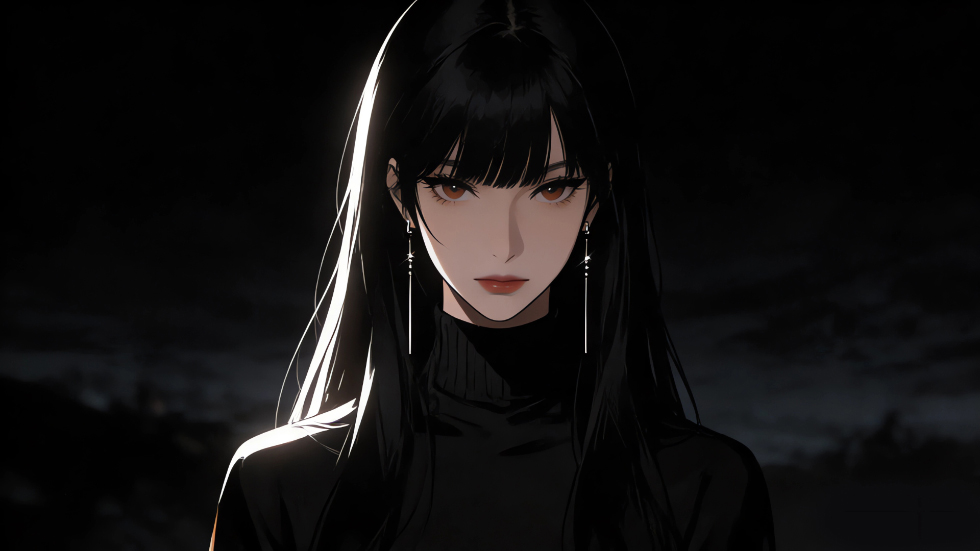 高冷美女 黑色长发 气质_f159482d956b