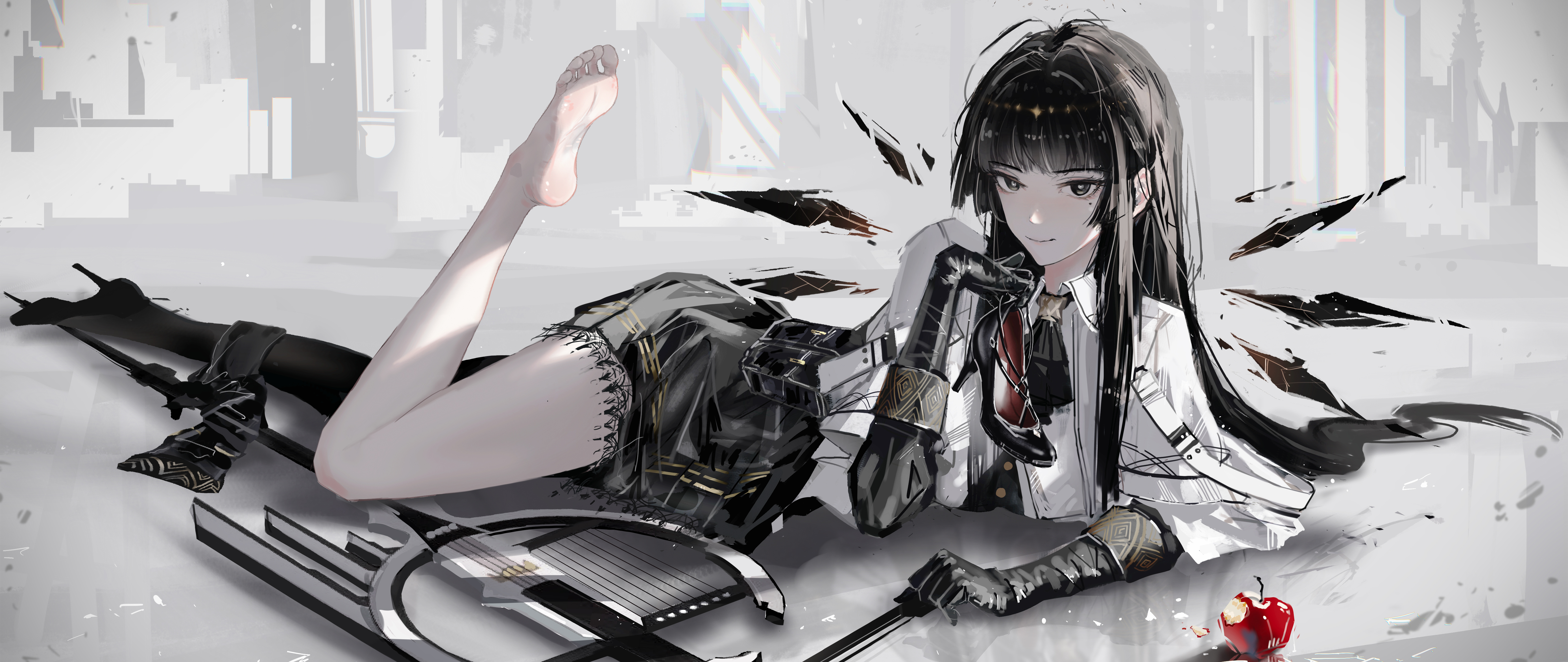 暗灰色动漫美女5120x216