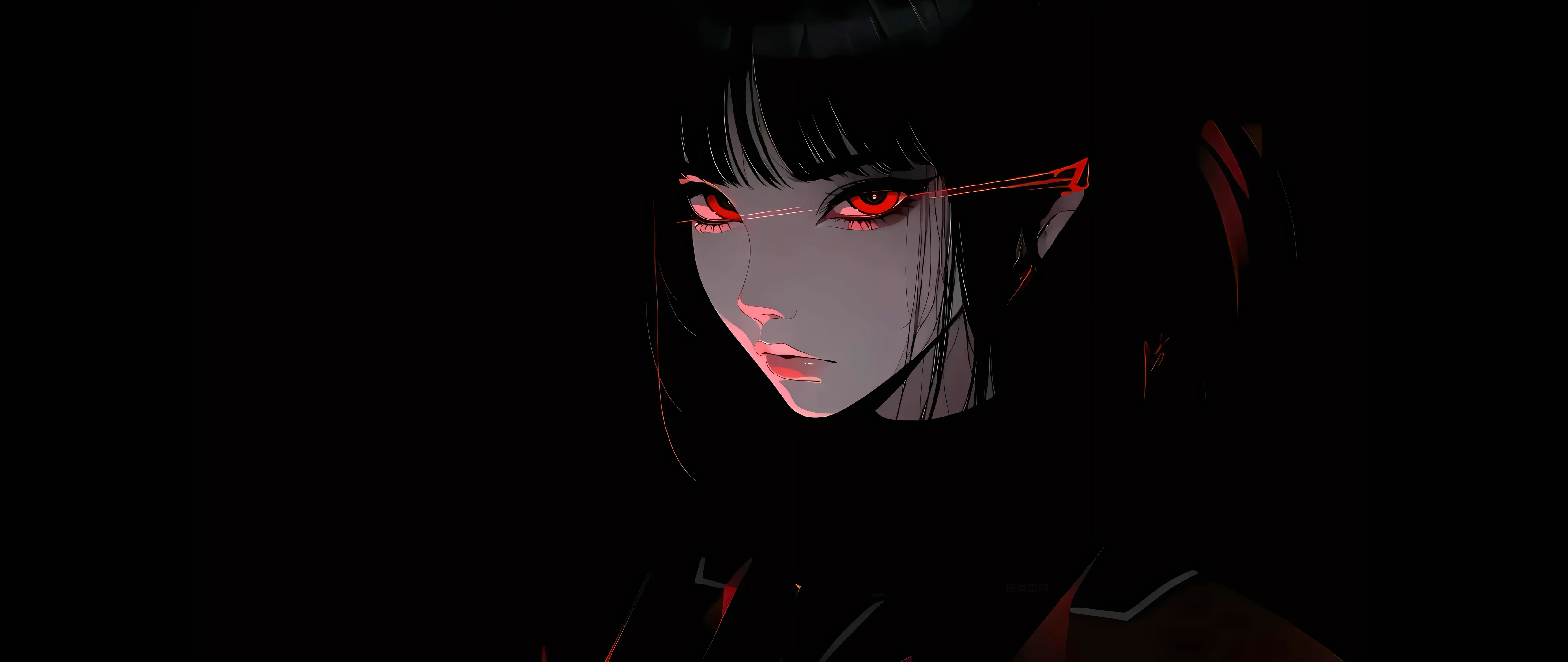 暗黑动漫少女 红色眼睛