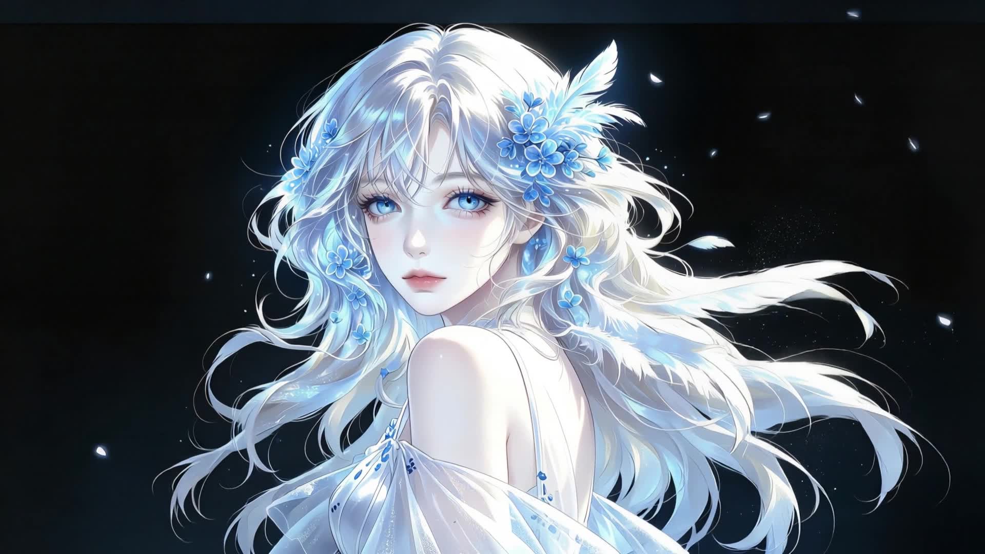 银色羽毛少女