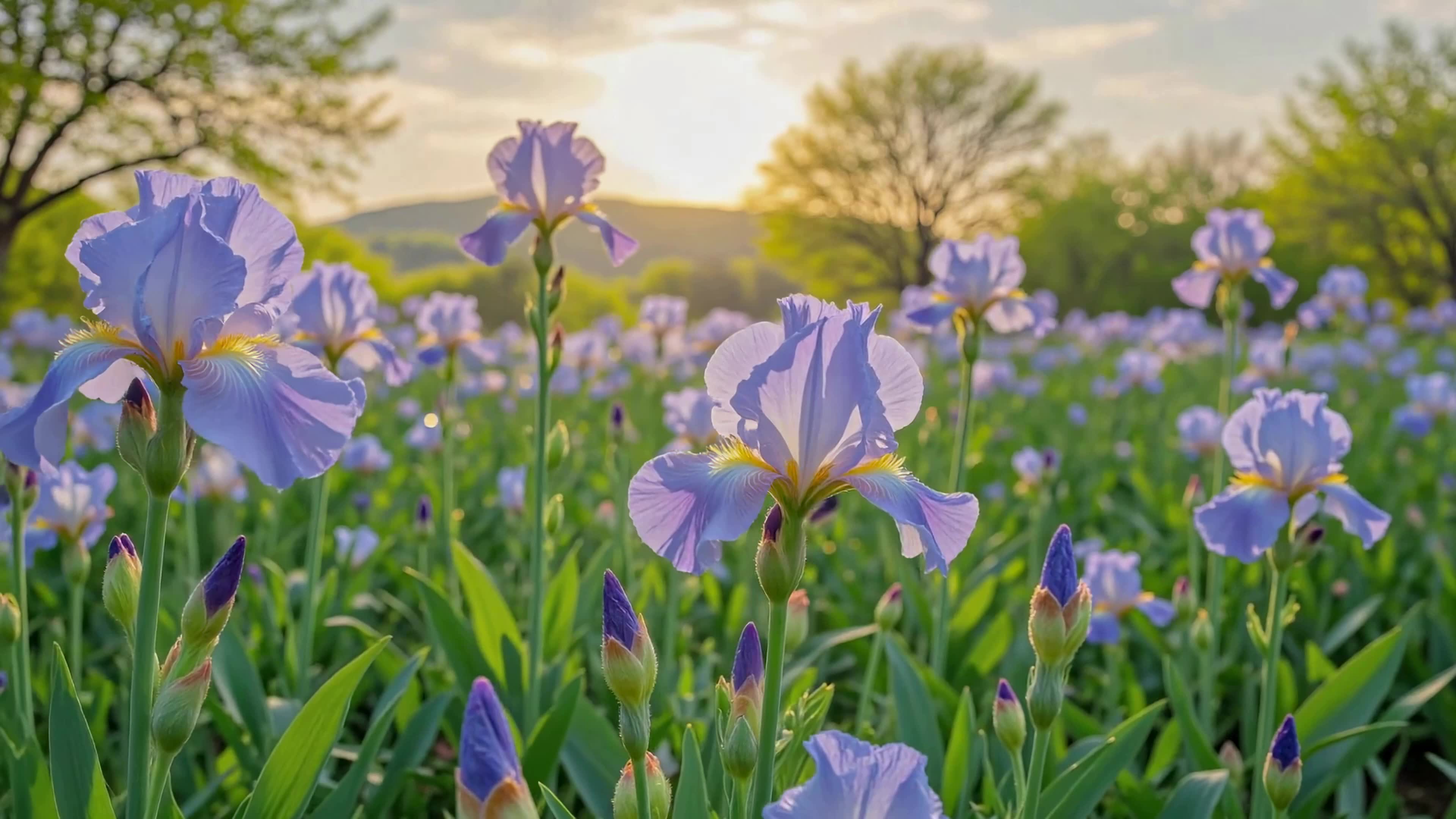 夕照鸢尾花海