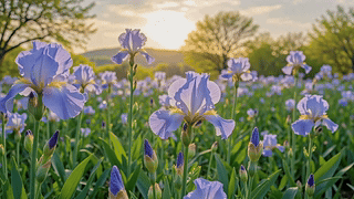 夕照鸢尾花海