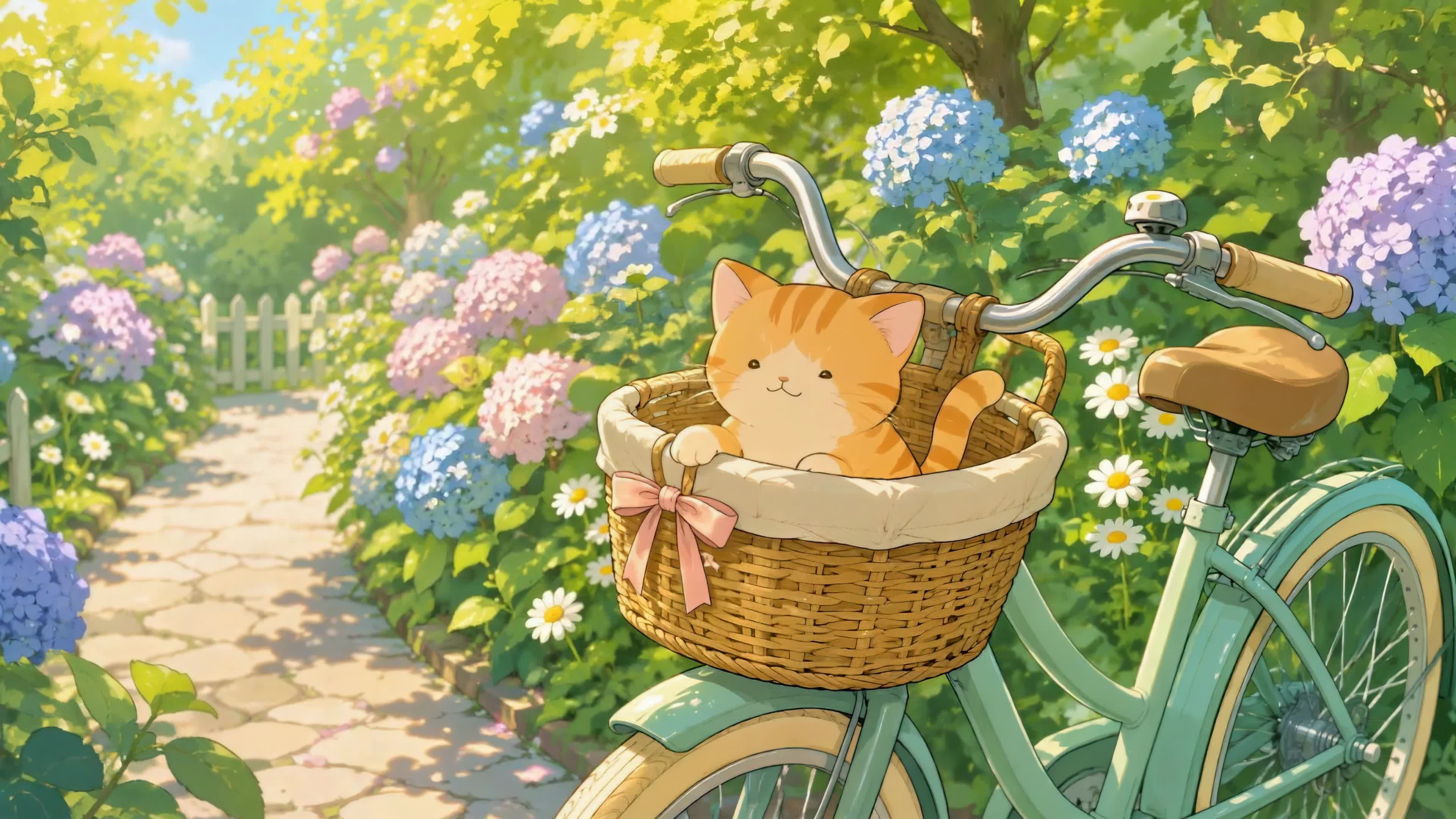 花径单车与小橘猫