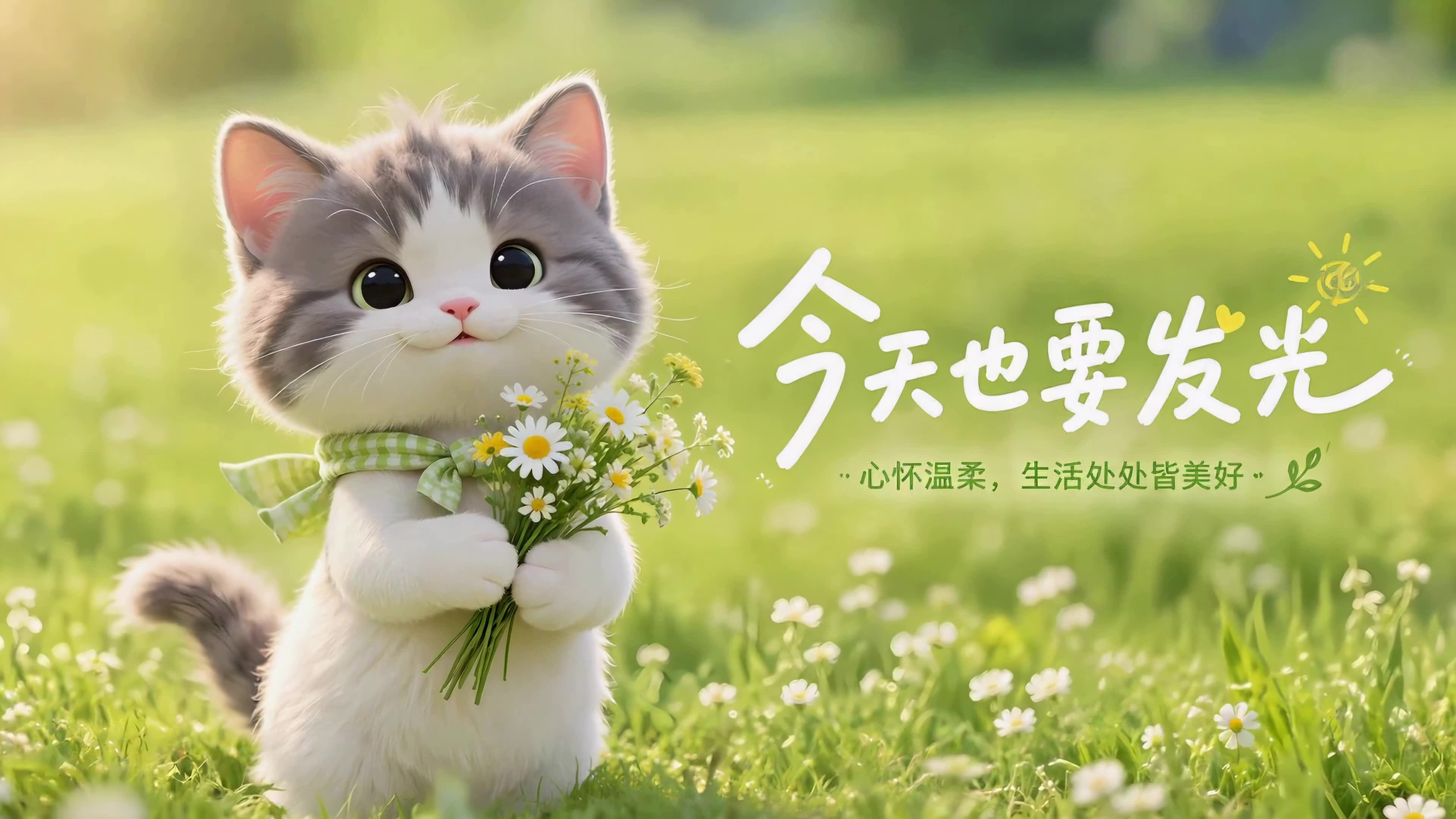 捧花小猫咪的春日祝福