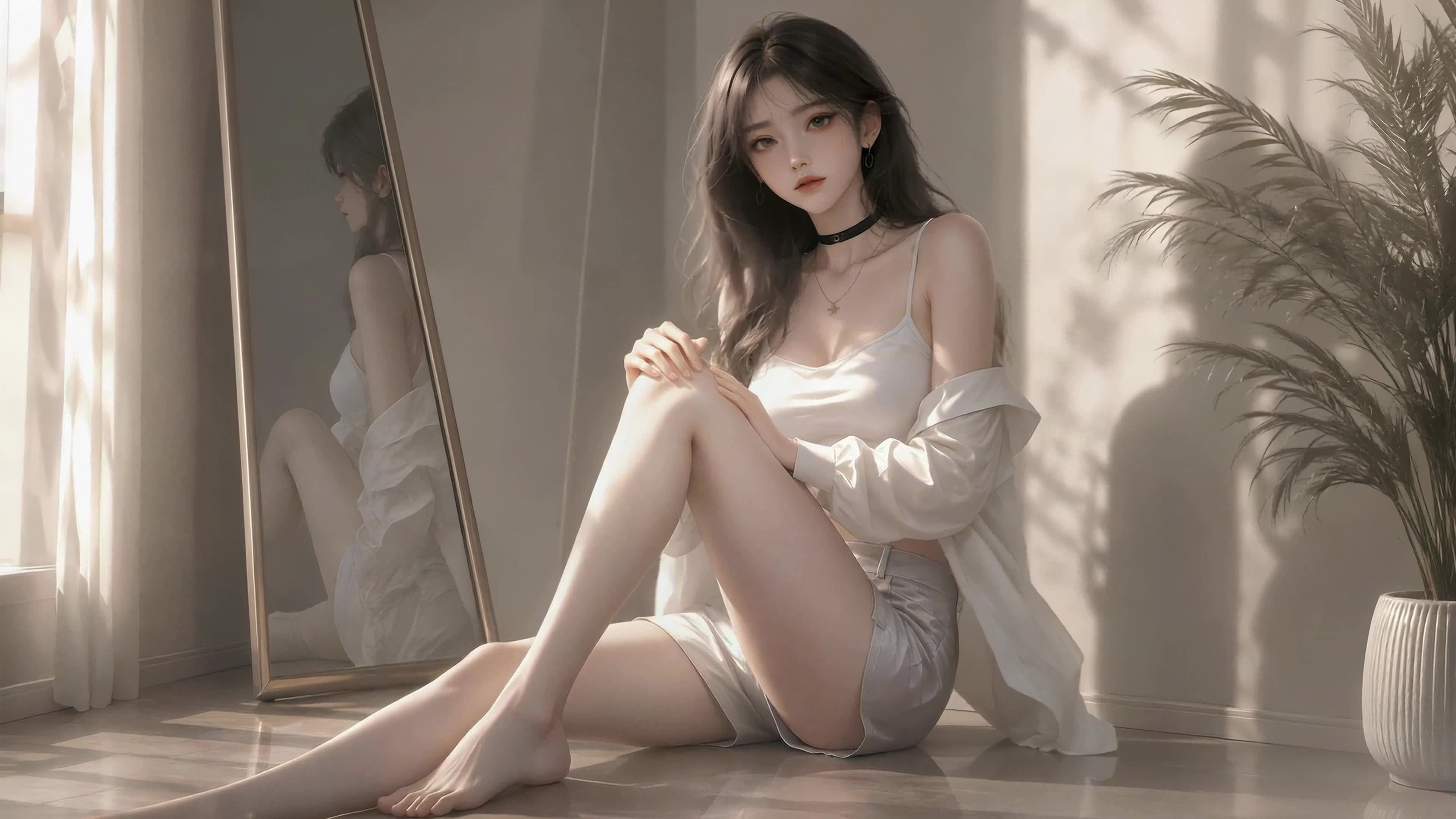 暖阳下的白衫少女