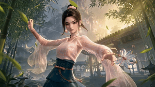 竹林粉衣侠女何仙姑