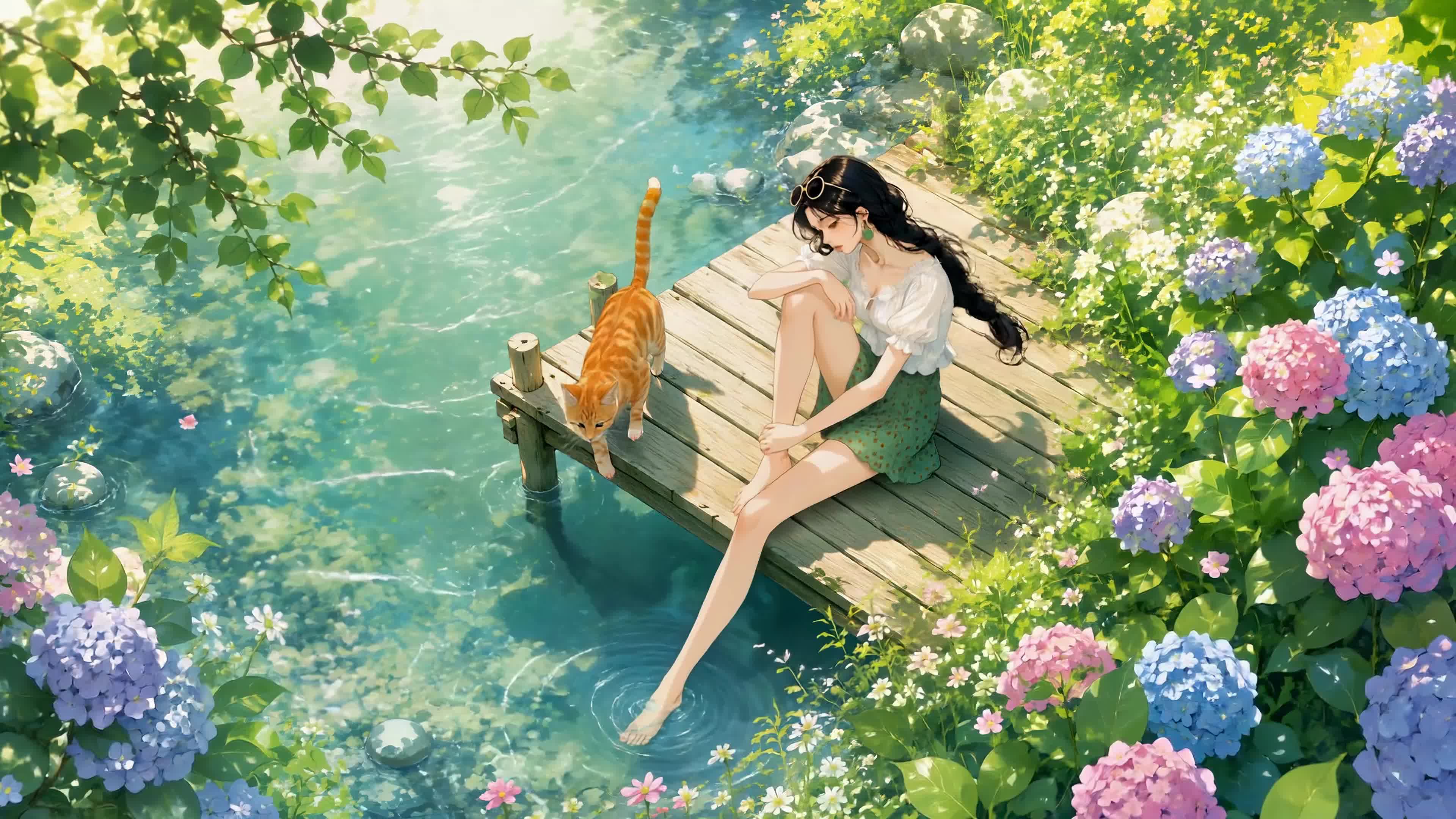 夏日溪畔慵懒时光