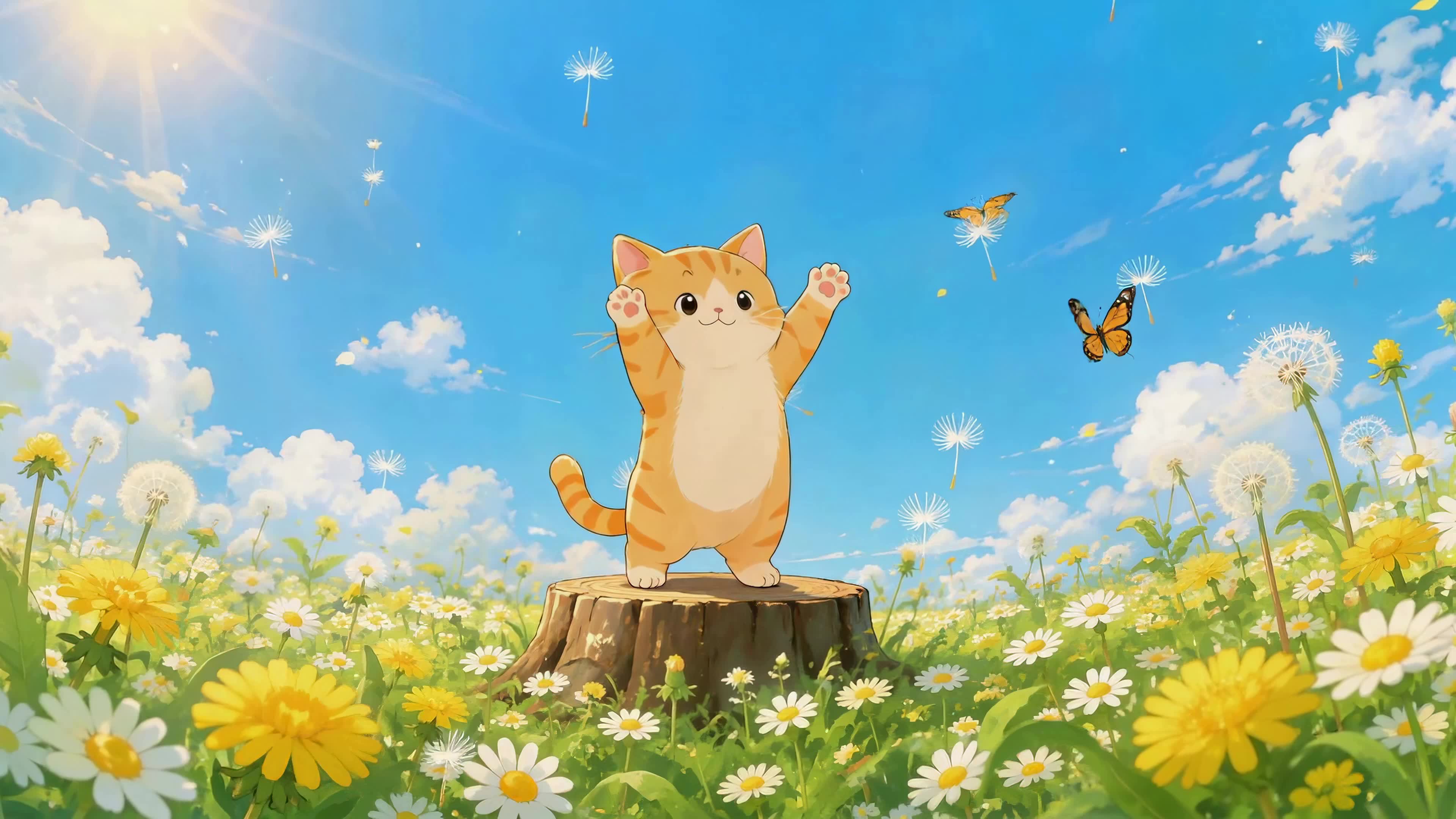 晴日花田小橘猫
