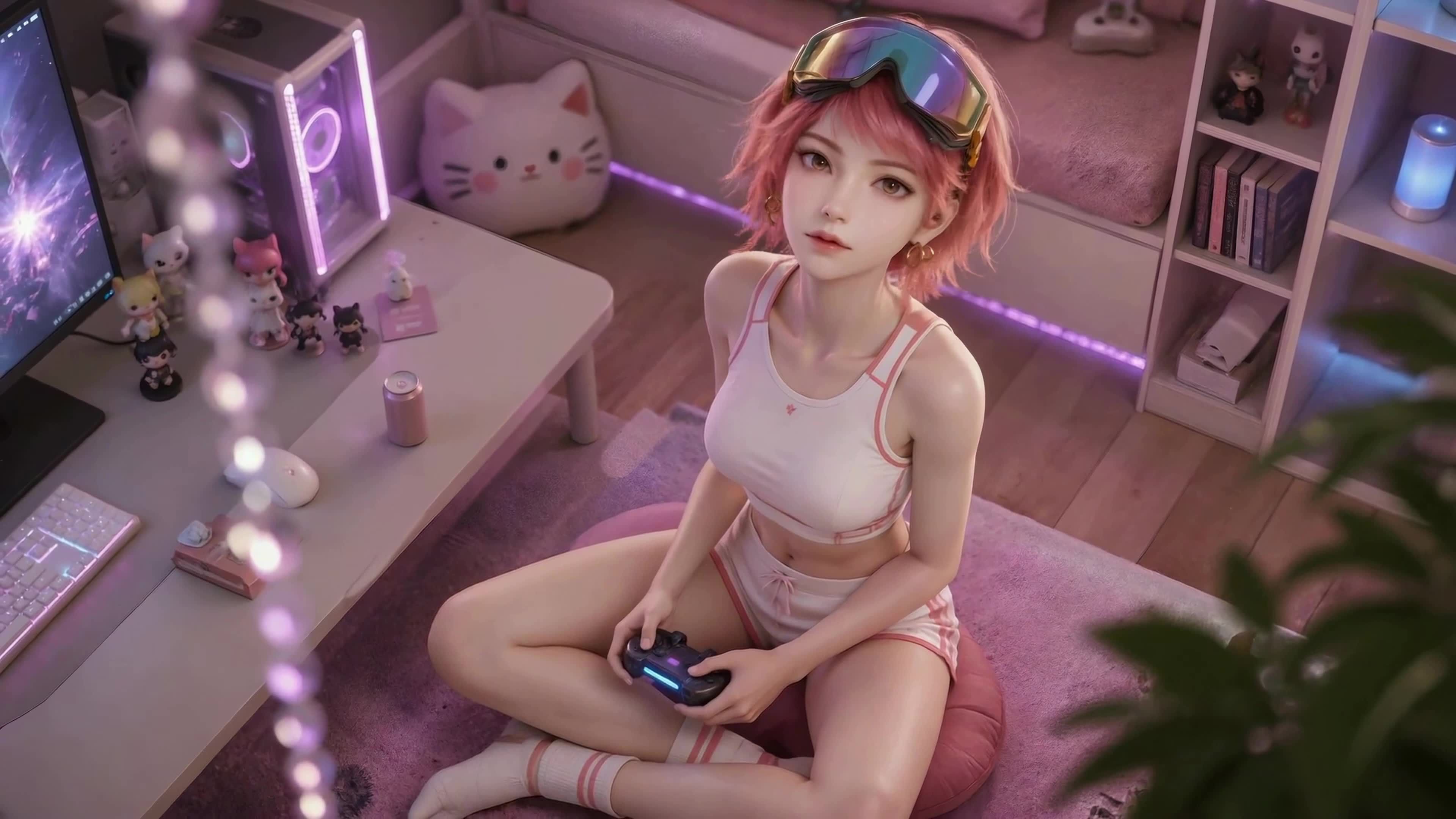 粉发电竞少女