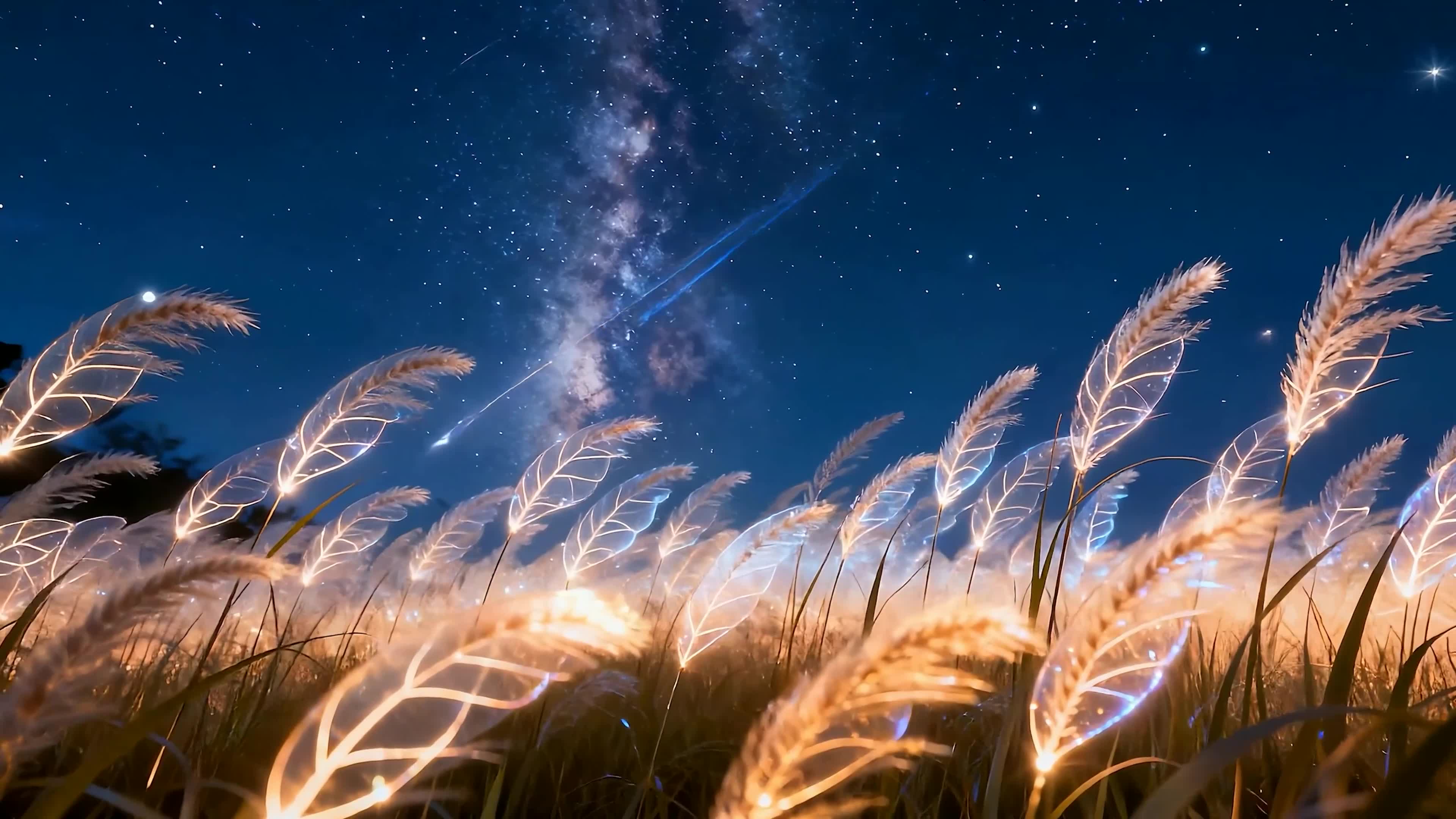 星空夜景树木