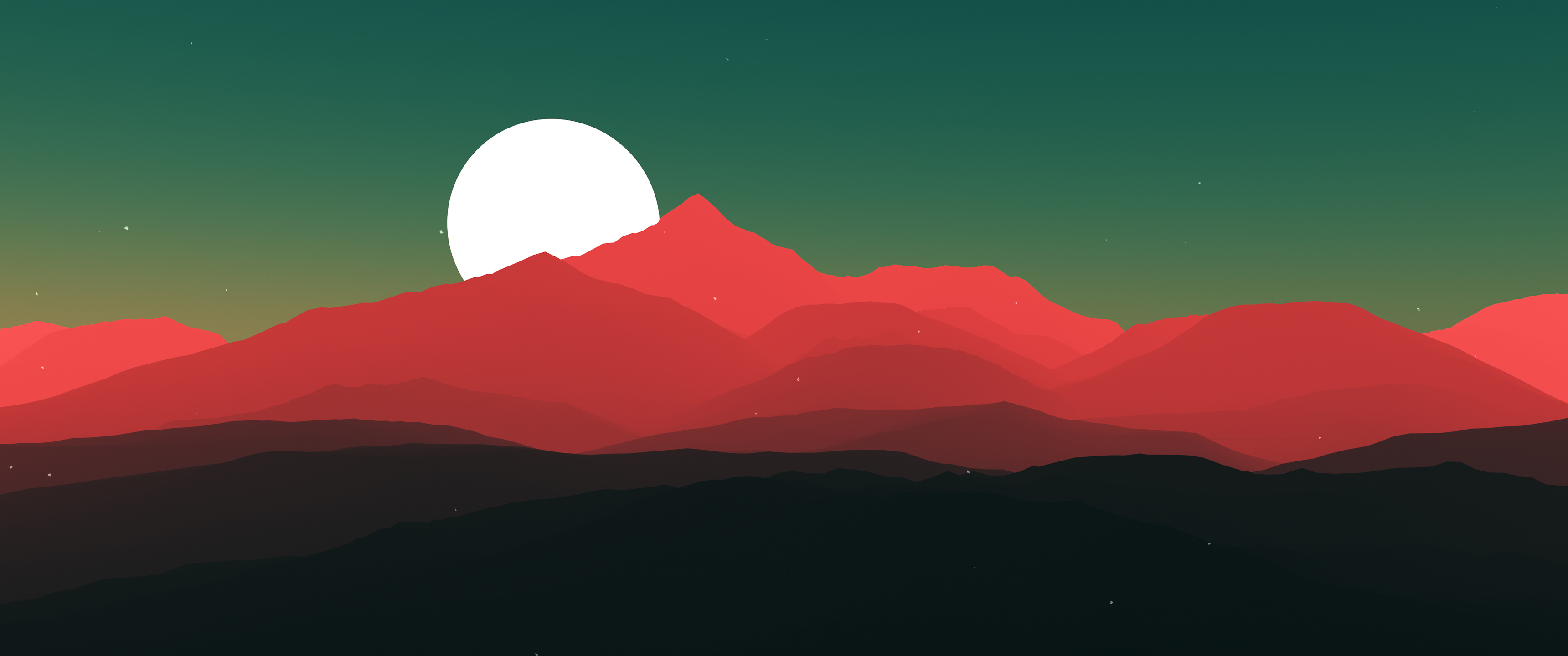 丘陵山月亮星夜3440x144_14363