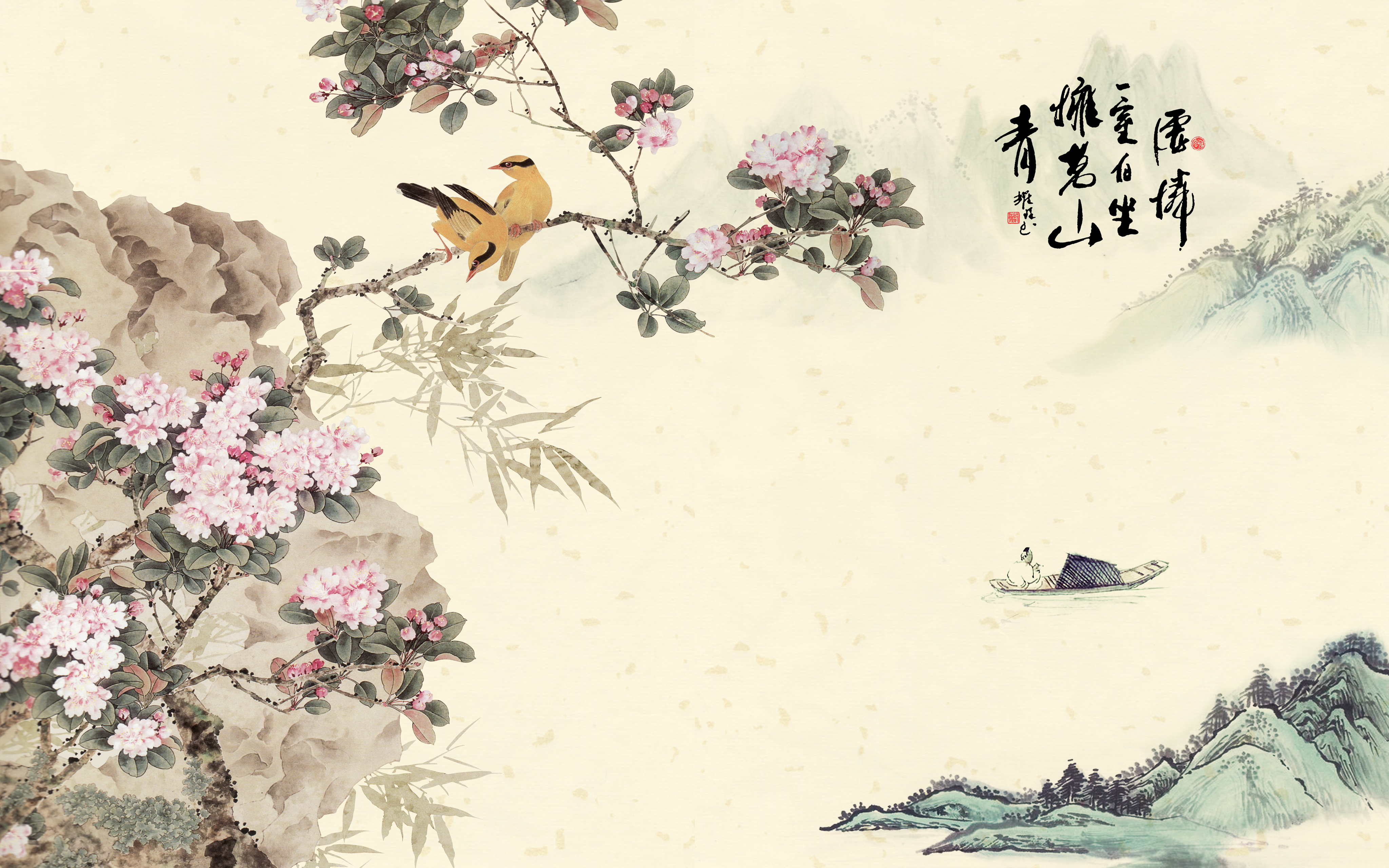 中国风山水画4k桌面壁纸_19750
