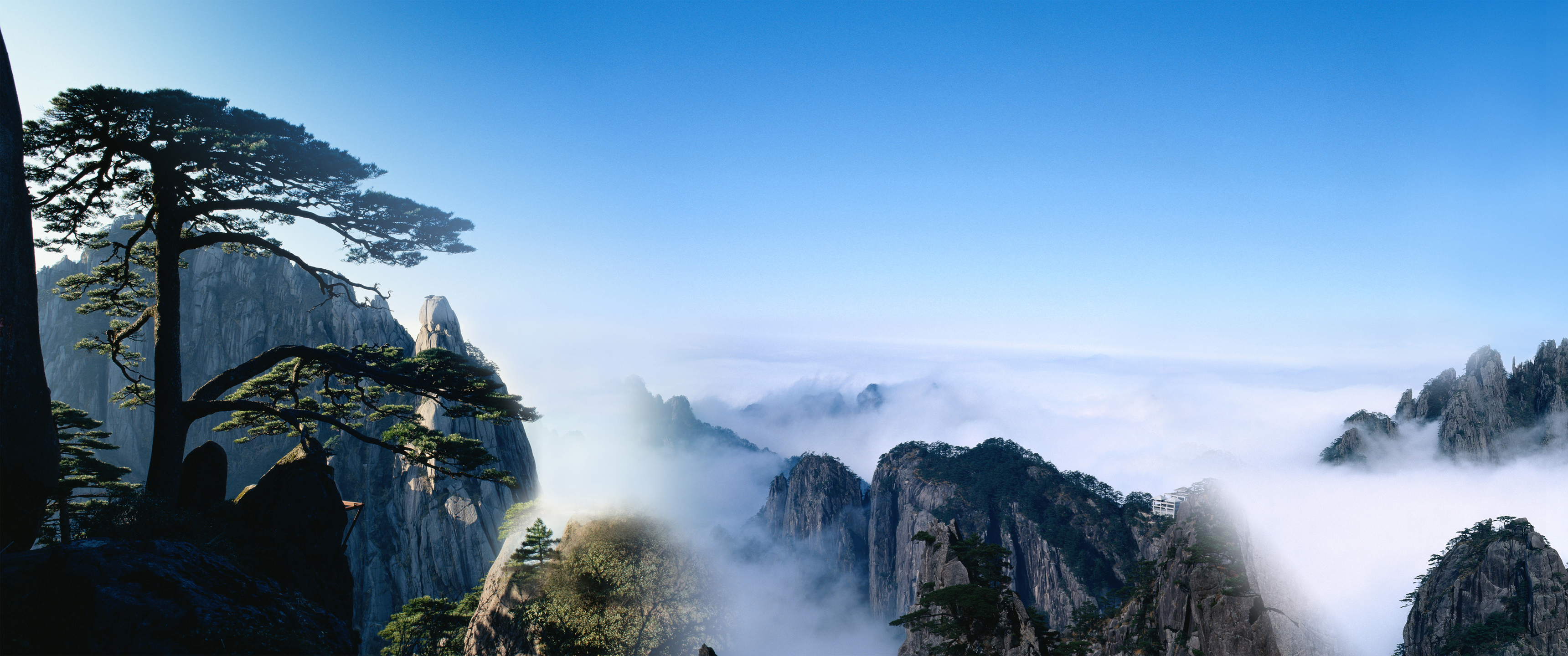 云雾中的黄山迎客松3440_15674