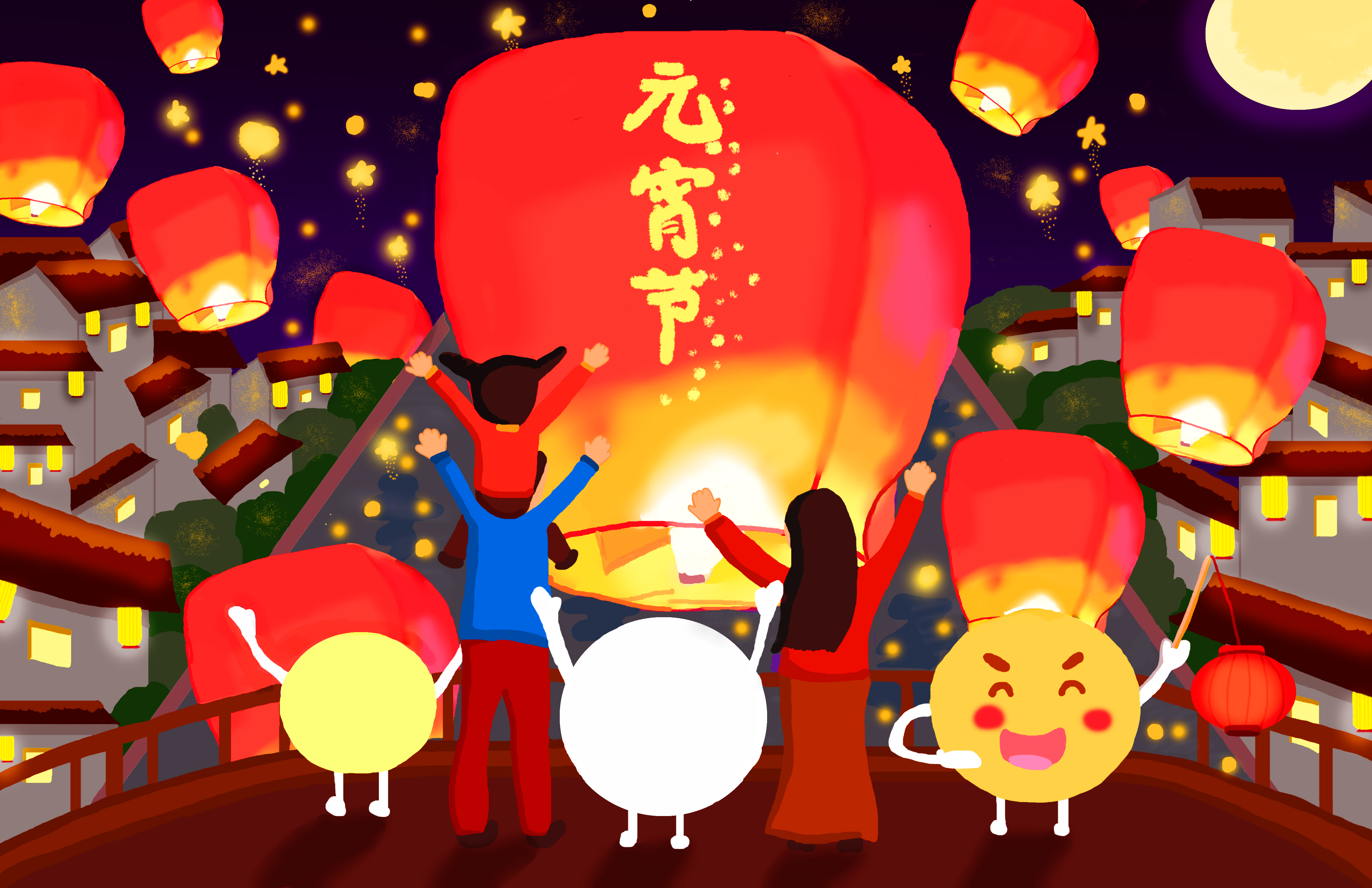 元宵节放花灯4k壁纸_18352