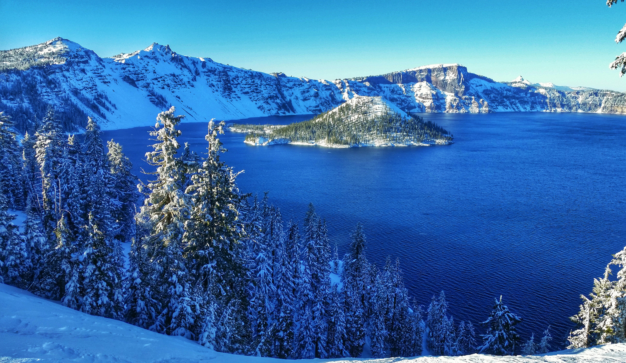 冬天,山,雪,树木,湖,风_2391